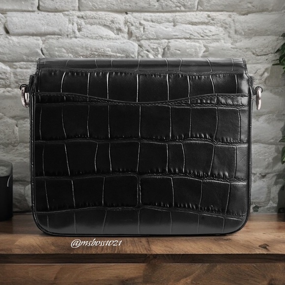 Coach Cassie Croc Leather Crossbody + Cardholder in Black/Silver NWT - Picture 5 of 12